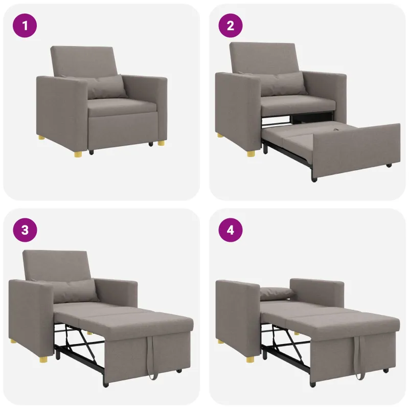Ištraukiamas sofa-lova vienvietis Taupe 90 x 165 x 87 cm
