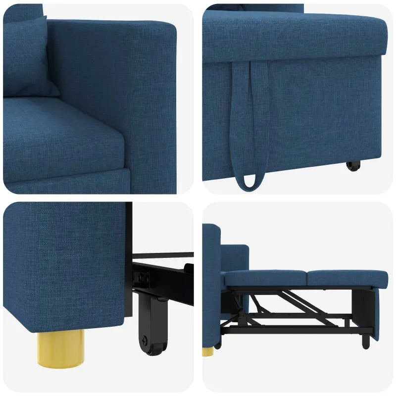 Ištraukiamas sofa-lova vienvietis Mėlyna 90 x 165 x 87 cm