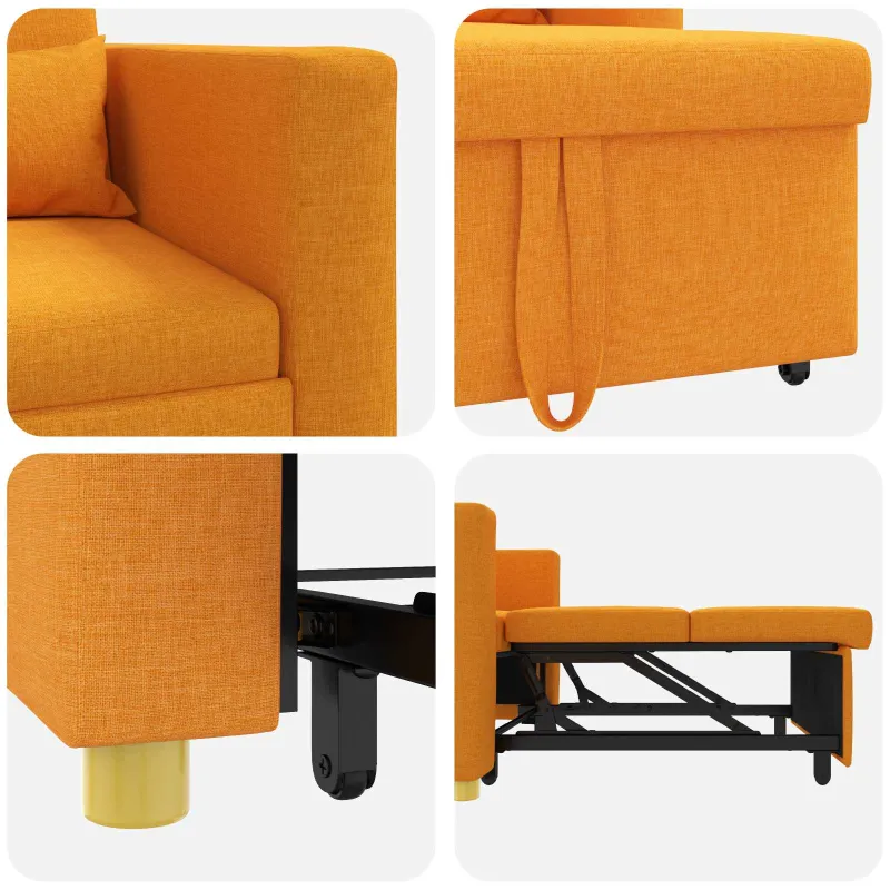 Ištraukiamas sofa-lova vienvietis Tamsiai geltona audinys