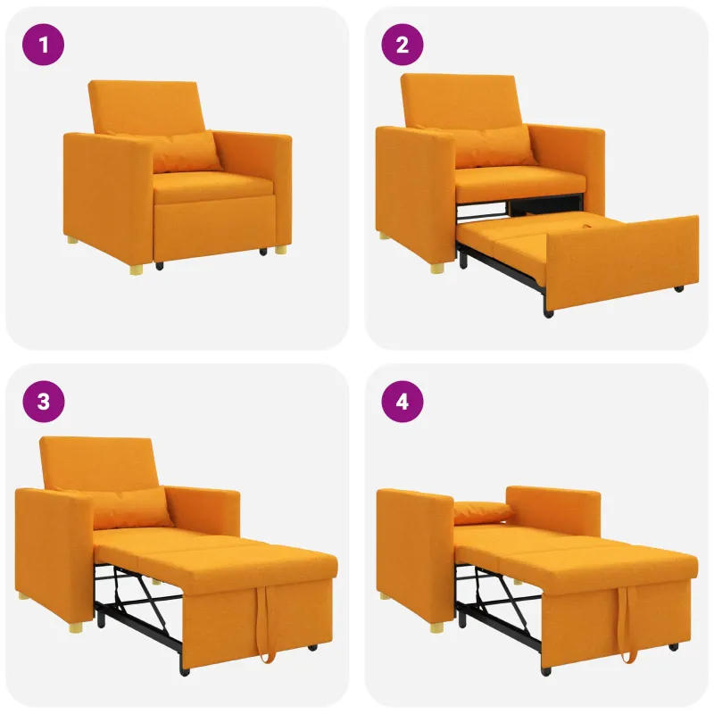 Ištraukiamas sofa-lova vienvietis Tamsiai geltona audinys