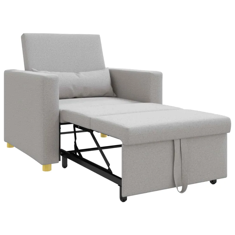 Ištraukiamas sofa-lova vienvietis su ratais Debesų pilka