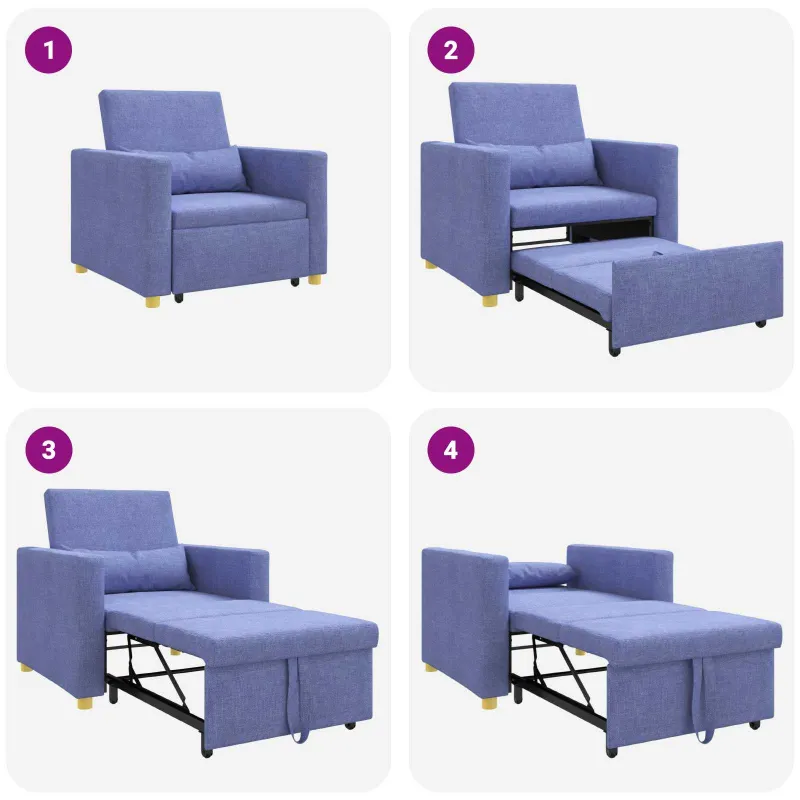 Ištraukiamas sofa-lova vienvietis Džinsinė mėlyna audinys