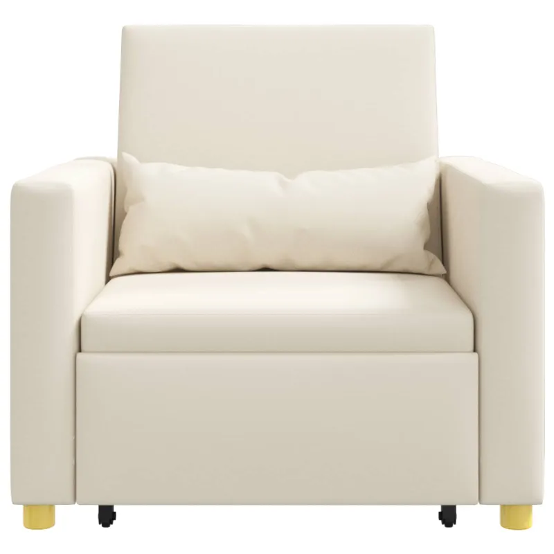 Ištraukiamas sofa-lova vienvietis su ratu Kreminė balta audinys