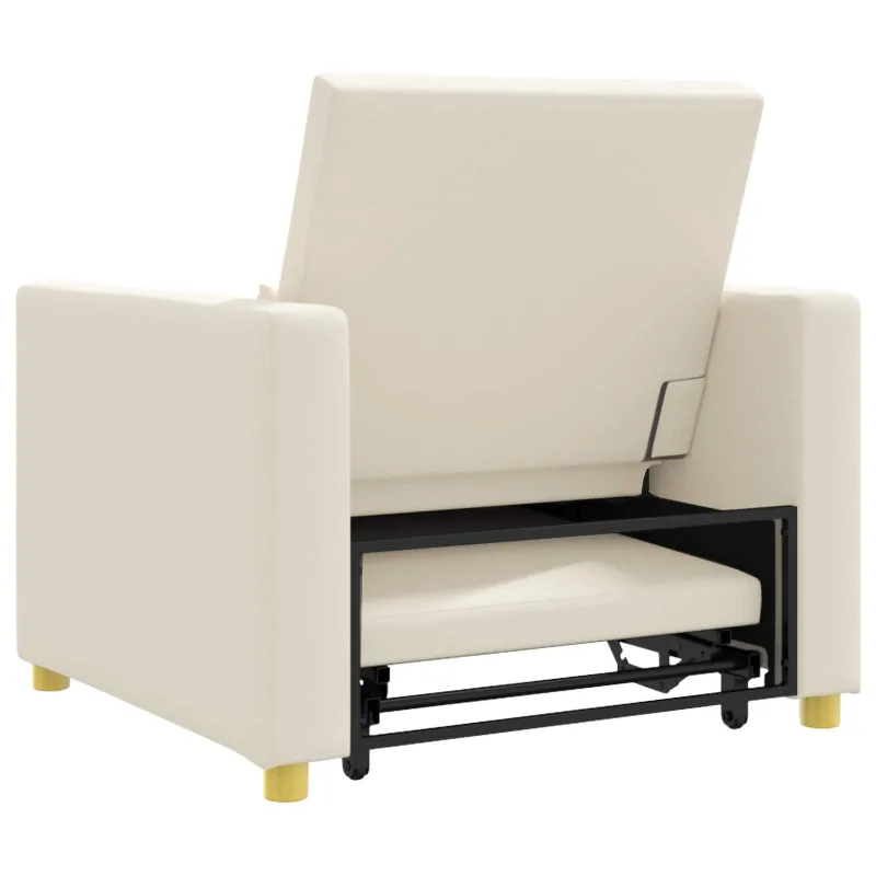 Ištraukiamas sofa-lova vienvietis su ratu Kreminė balta audinys