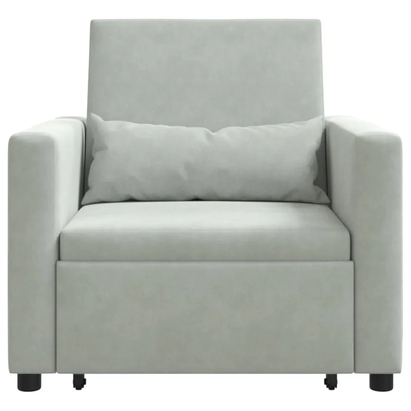 Ištraukiamas sofa-lova vienvietis Šviesiai pilka Aksomas