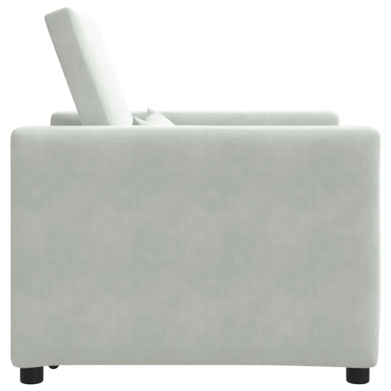 Ištraukiamas sofa-lova vienvietis Šviesiai pilka Aksomas