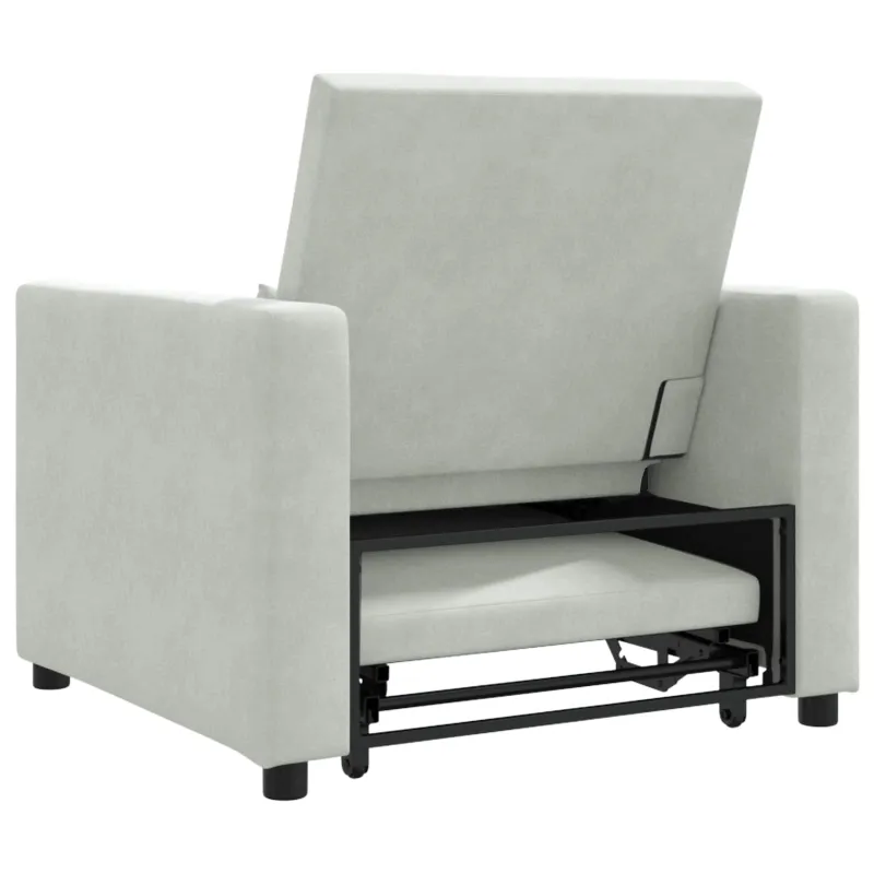 Ištraukiamas sofa-lova vienvietis Šviesiai pilka Aksomas