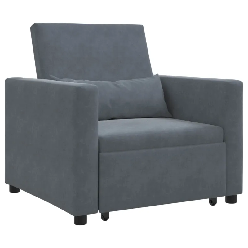 Ištraukiamas sofa-lova vienvietis Tamsiai pilka Aksomas