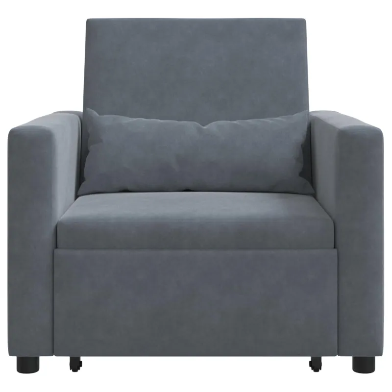 Ištraukiamas sofa-lova vienvietis Tamsiai pilka Aksomas