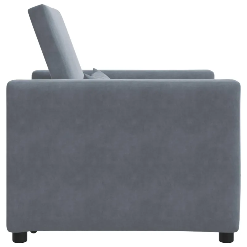 Ištraukiamas sofa-lova vienvietis Tamsiai pilka Aksomas