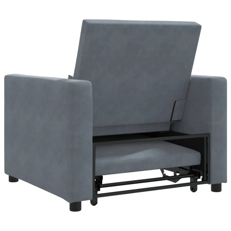 Ištraukiamas sofa-lova vienvietis Tamsiai pilka Aksomas