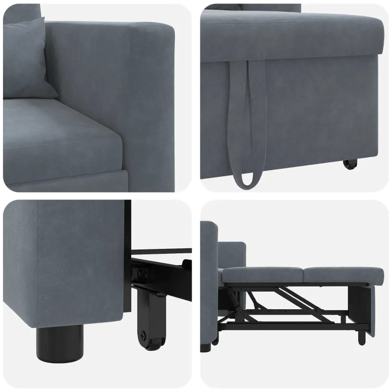 Ištraukiamas sofa-lova vienvietis Tamsiai pilka Aksomas