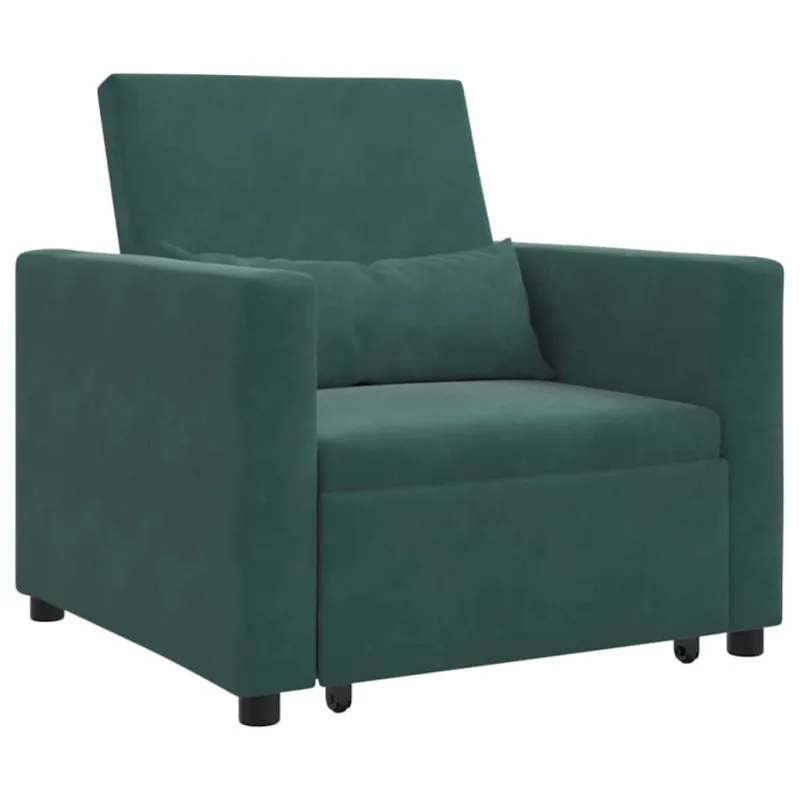 Ištraukiamas sofa-lova vienvietis Tamsiai žalia Aksomas