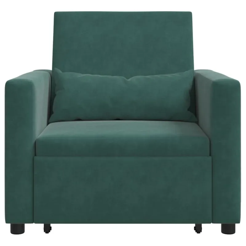Ištraukiamas sofa-lova vienvietis Tamsiai žalia Aksomas