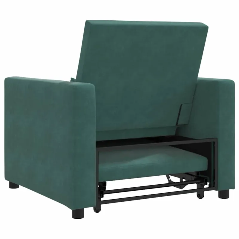Ištraukiamas sofa-lova vienvietis Tamsiai žalia Aksomas