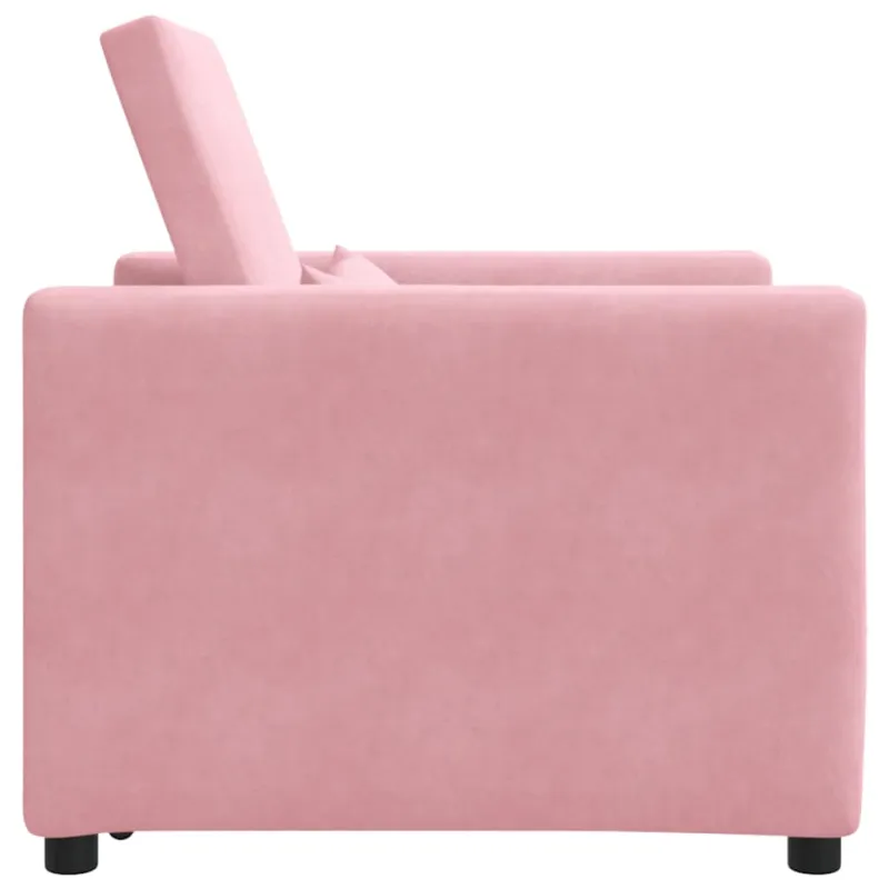 Ištraukiamas sofa-lova vienvietis Šviesiai rožinė Aksomas