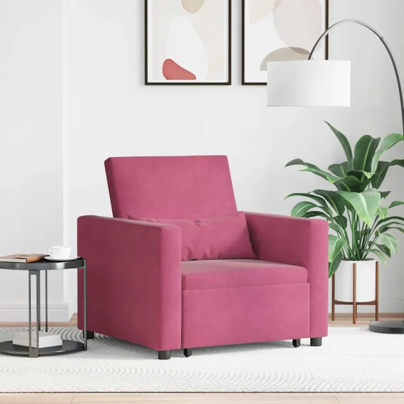 Ištraukiamas sofa-lova vienvietis Vyno raudonumo Aksomas
