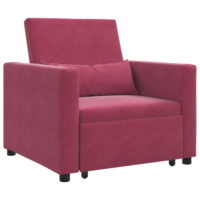 Ištraukiamas sofa-lova vienvietis Vyno raudonumo Aksomas