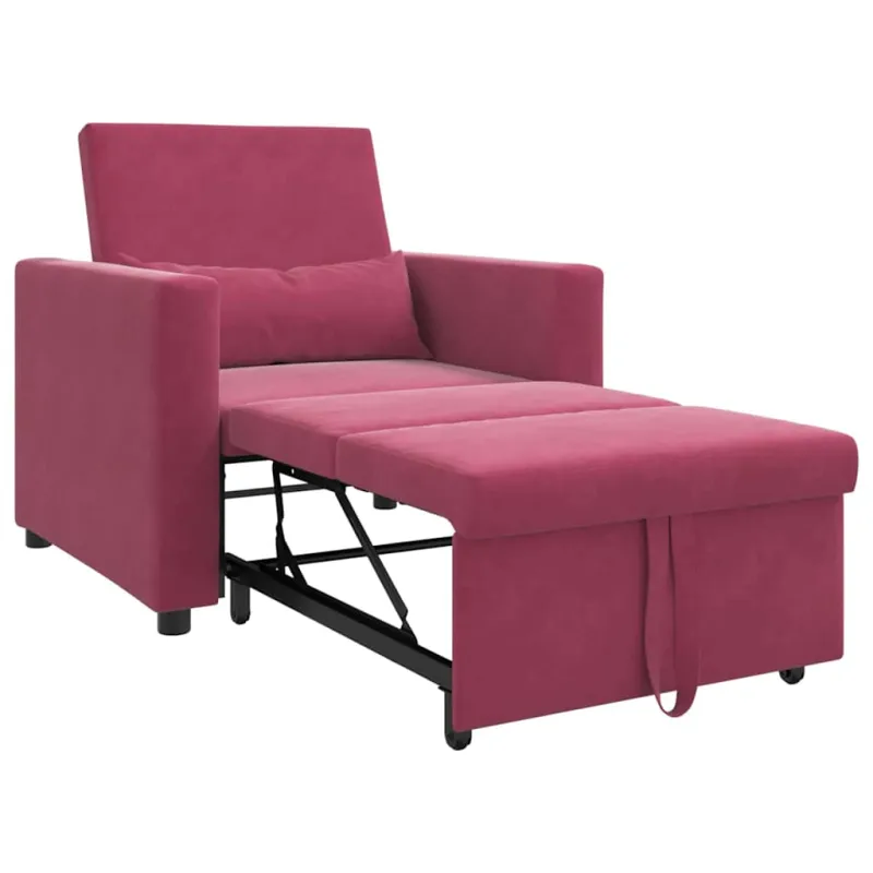 Ištraukiamas sofa-lova vienvietis Vyno raudonumo Aksomas