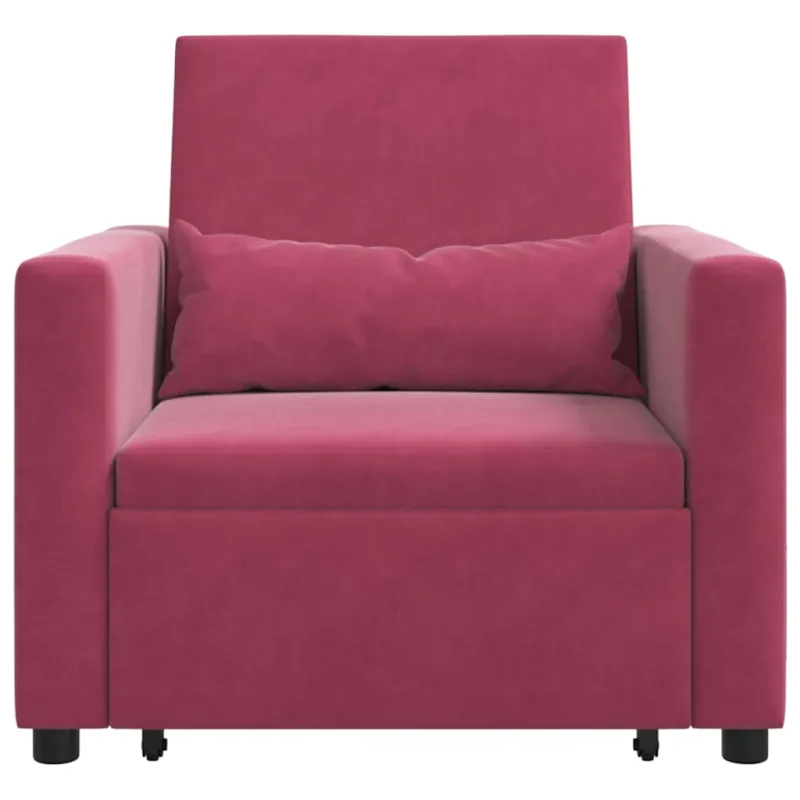Ištraukiamas sofa-lova vienvietis Vyno raudonumo Aksomas