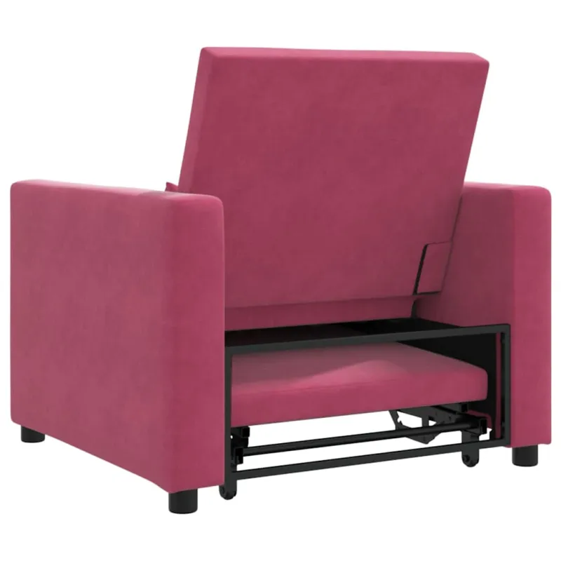 Ištraukiamas sofa-lova vienvietis Vyno raudonumo Aksomas