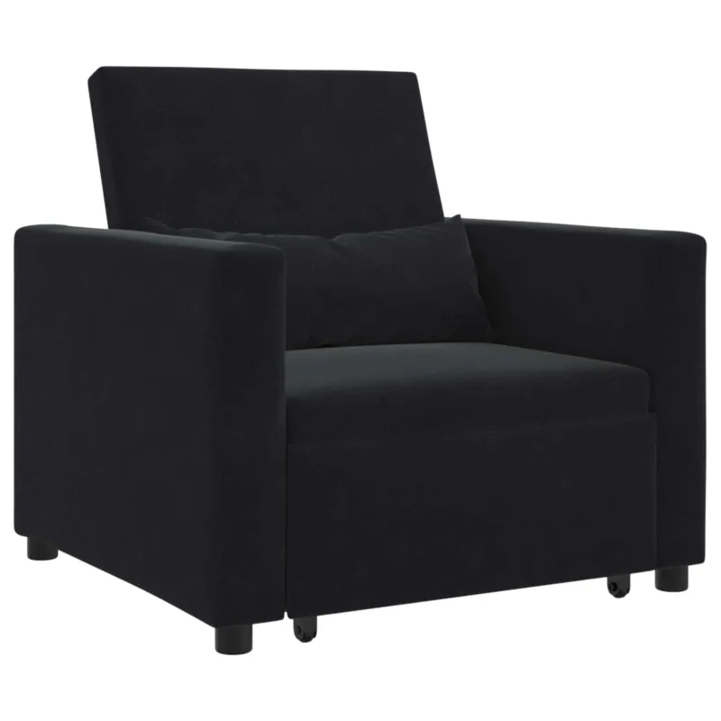 Ištraukiamas sofa-lova vienvietis su ratais Juoda Aksomas