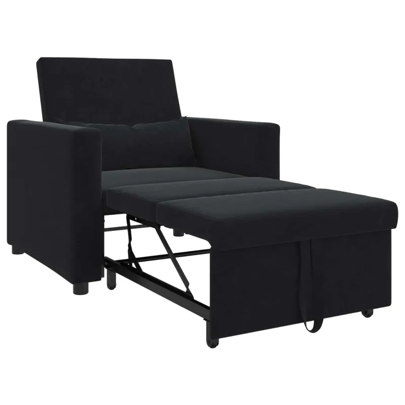 Ištraukiamas sofa-lova vienvietis su ratais Juoda Aksomas