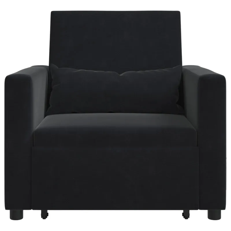 Ištraukiamas sofa-lova vienvietis su ratais Juoda Aksomas