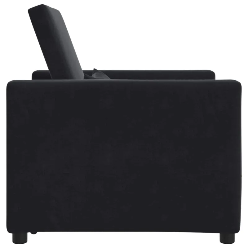 Ištraukiamas sofa-lova vienvietis su ratais Juoda Aksomas