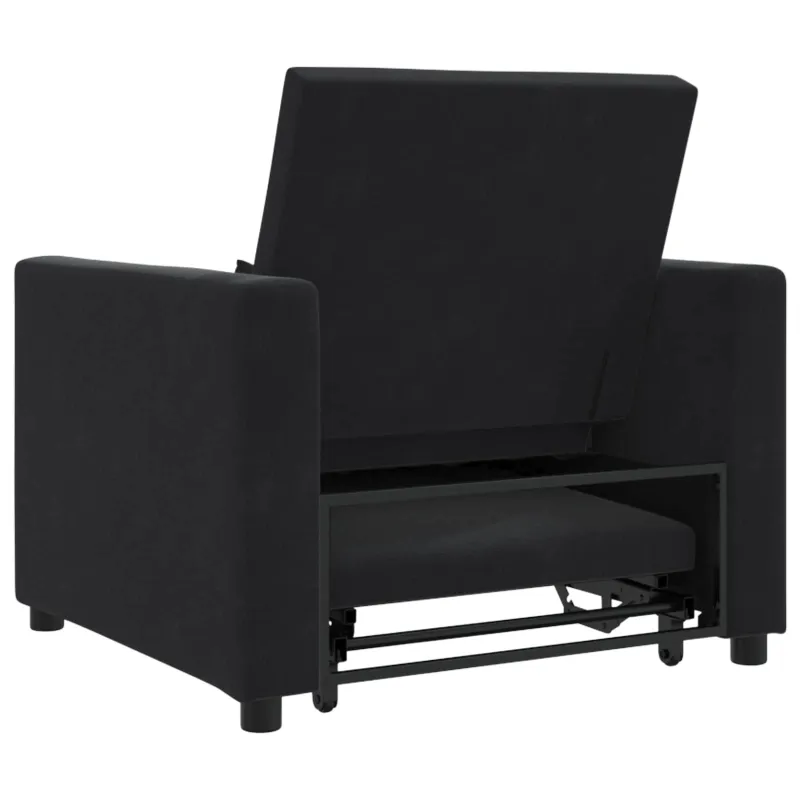 Ištraukiamas sofa-lova vienvietis su ratais Juoda Aksomas