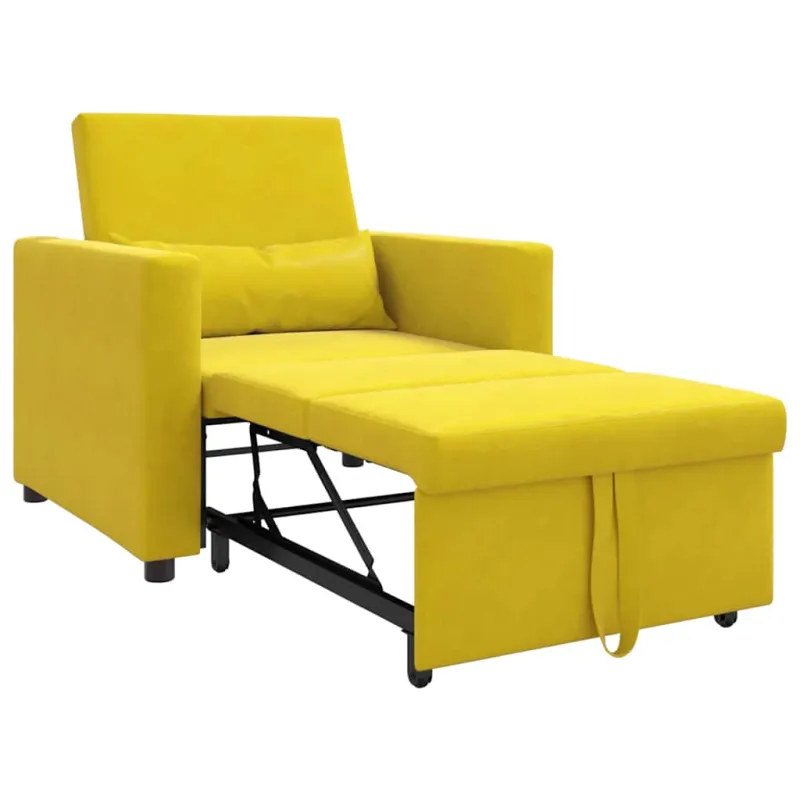 Ištraukiamas sofa-lova vienvietis su ratais Geltona Aksomas
