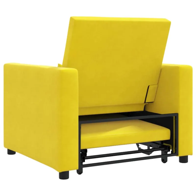 Ištraukiamas sofa-lova vienvietis su ratais Geltona Aksomas