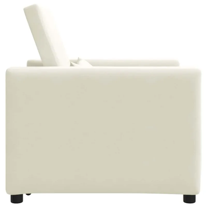 Ištraukiamas sofa-lova vienvietis su ratais Kreminė Aksomas