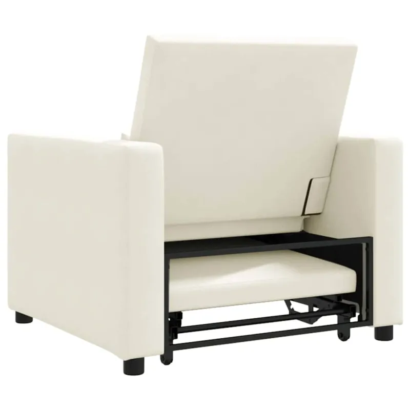 Ištraukiamas sofa-lova vienvietis su ratais Kreminė Aksomas