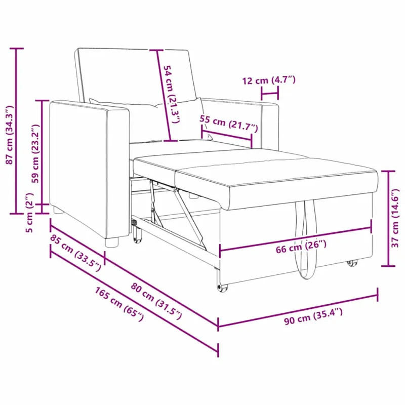 Ištraukiamas sofa-lova vienvietis su ratais Kreminė Aksomas