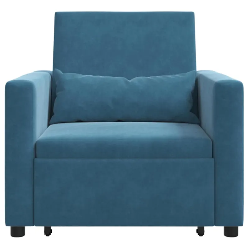 Ištraukiamas sofa-lova vienvietis su ratais Mėlyna Aksomas