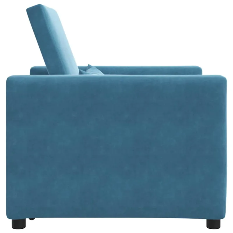 Ištraukiamas sofa-lova vienvietis su ratais Mėlyna Aksomas