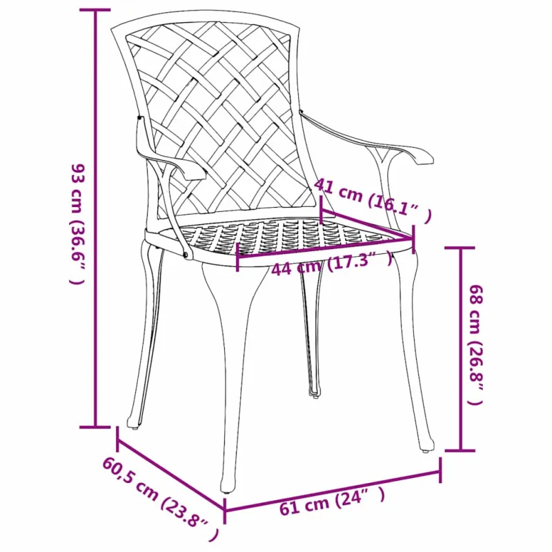 Sodo Kėdė 4 pcs Žalia 61 x 60,5 x 93cm Aliuminis