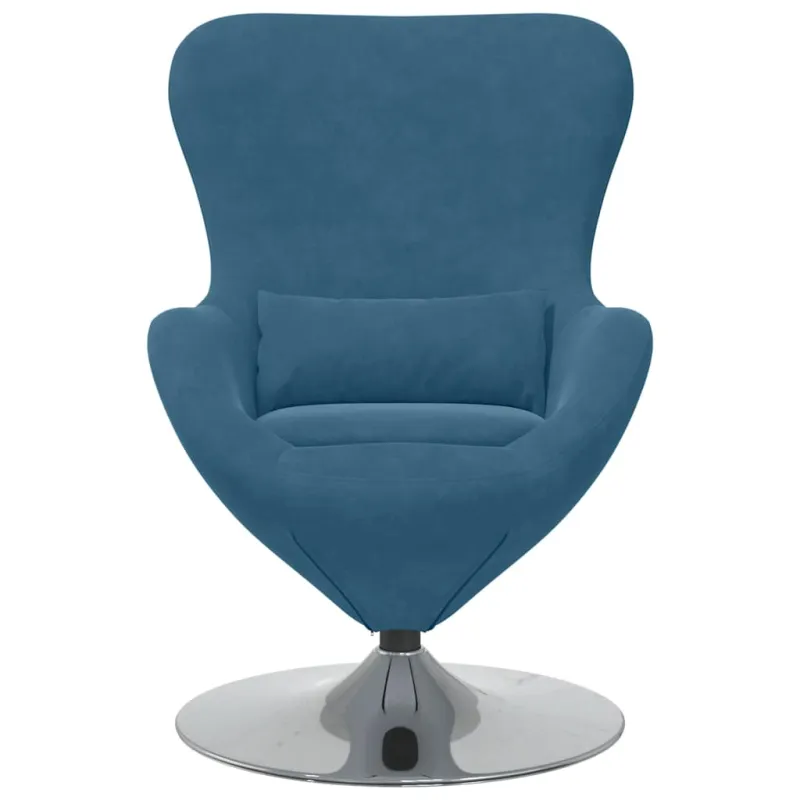 Kiaušinio formos krėslas Mėlyna Aksomas