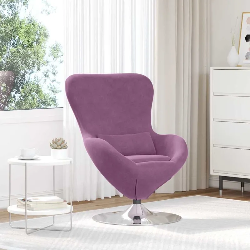 Kiaušinio formos krėslas Violetinė Aksomas