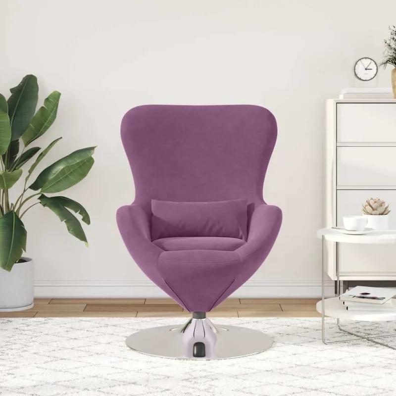 Kiaušinio formos krėslas Violetinė Aksomas