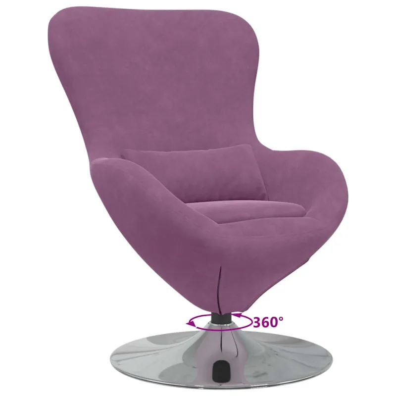 Kiaušinio formos krėslas Violetinė Aksomas