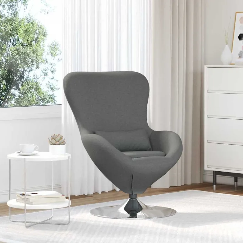 Kiaušinio formos krėslas Tamsiai pilka 63 x 73 x 90 cm audinys