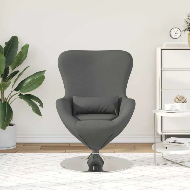 Kiaušinio formos krėslas Tamsiai pilka 63 x 73 x 90 cm audinys
