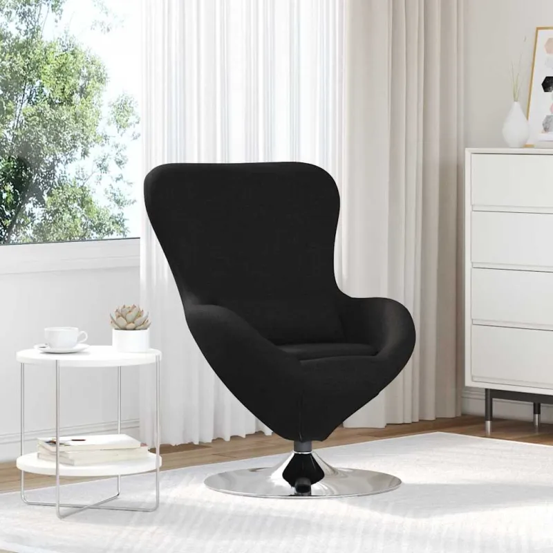 Kiaušinio formos krėslas Juoda 63 x 73 x 90 cm audinys