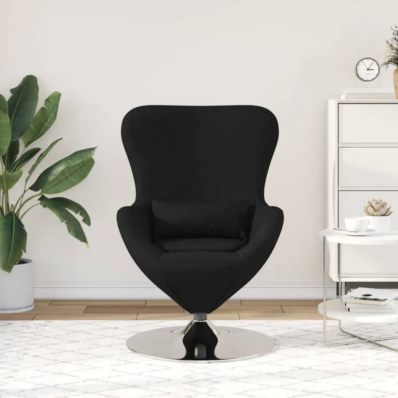 Kiaušinio formos krėslas Juoda 63 x 73 x 90 cm audinys