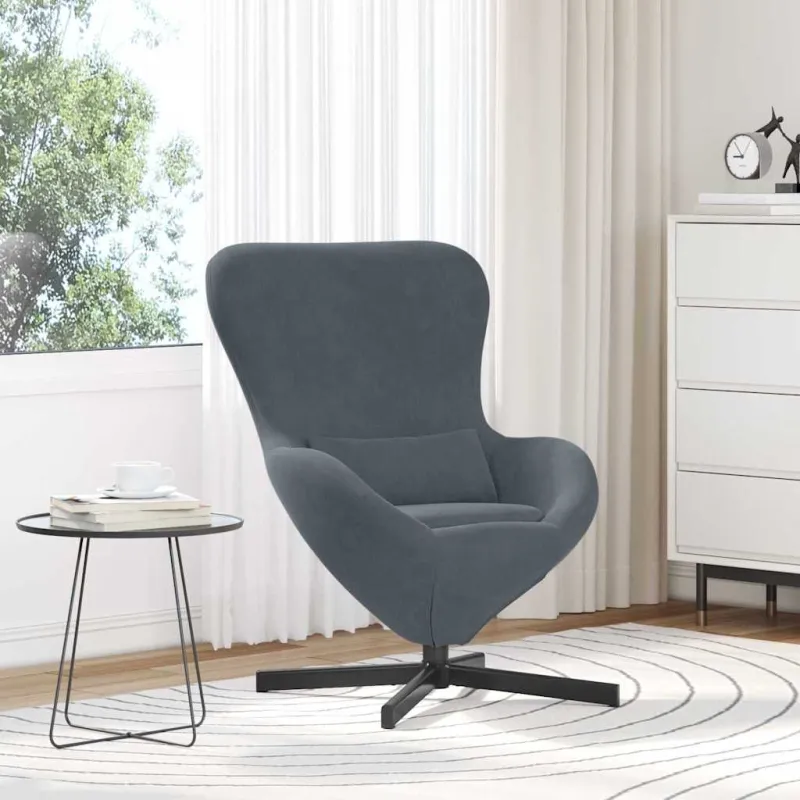 Kiaušinio formos krėslas Tamsiai pilka 63 x 73 x 90 cm Aksomas