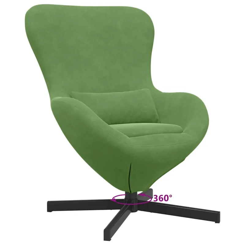 Kiaušinio formos krėslas Šviesiai žalia 63 x 73 x 90 cm Aksomas