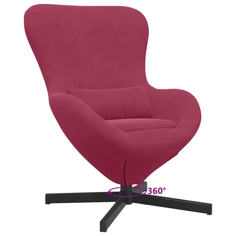 Kiaušinio formos krėslas Vyno raudona 63 x 73 x 90 cm Aksomas