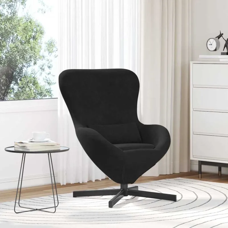 Kiaušinio formos krėslas Juoda 63 x 73 x 90 cm Aksomas